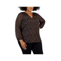 Coupon 🎉 Kasper Plus Size Blouson-Sleeve Top Black Combo 😍 -Cheap Kasper Store unnamed file 1000