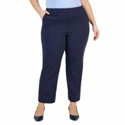 Hot Sale 🧨 Kasper Plus Size Dot-Print Jacquard Ankle Pants Kasper Navy 🥰