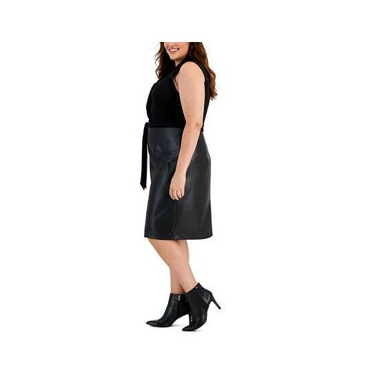 Hot Sale ๐ Kasper Plus Size Mixed-Media Twist-Neck Sheath ๐ Dress, Created For Macy's Black ๐ฅฐ 5 Hot Sale ๐ Kasper Plus Size Mixed-Media Twist-Neck Sheath ๐ Dress, Created For Macy's Black ๐ฅฐ - Image 3