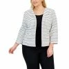 Deals ✔️ Kasper Plus Size Collarless Striped Open-Front Jacket Vanilla Ice 🥰 -Cheap Kasper Store unnamed file 1013