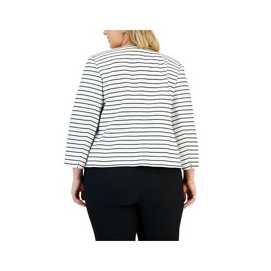 Deals โ๏ธ Kasper Plus Size Collarless Striped Open-Front Jacket Vanilla Ice ๐ฅฐ 4 Deals โ๏ธ Kasper Plus Size Collarless Striped Open-Front Jacket Vanilla Ice ๐ฅฐ - Image 2