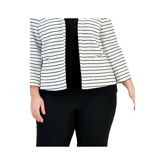 Deals โ๏ธ Kasper Plus Size Collarless Striped Open-Front Jacket Vanilla Ice ๐ฅฐ 5 Deals โ๏ธ Kasper Plus Size Collarless Striped Open-Front Jacket Vanilla Ice ๐ฅฐ - Image 3