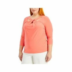 Wholesale 👏 Kasper Plus Size Twist-Neck Top Fire Red 🎁 -Cheap Kasper Store unnamed file 1025