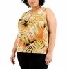 Best deal 🎉 Kasper Plus Size Printed Pintuck Camisole Top Butterscotch Multi 🔥