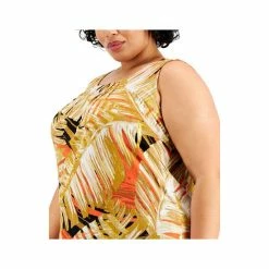 Best deal 🎉 Kasper Plus Size Printed Pintuck Camisole Top Butterscotch Multi 🔥 -Cheap Kasper Store unnamed file 1029