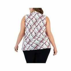 Cheapest 😍 Kasper Plus Size Printed Sleeveless Tie-Neck Blouse Vanilla Ice/fire Red Combo 👏 -Cheap Kasper Store unnamed file 1031
