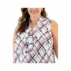 Cheapest 😍 Kasper Plus Size Printed Sleeveless Tie-Neck Blouse Vanilla Ice/fire Red Combo 👏 -Cheap Kasper Store unnamed file 1032