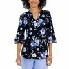 Cheap 😍 Kasper Petite Floral V-Neck Flutter-Sleeve Top Black Multi 🥰
