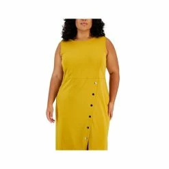Discount ✨ Kasper Plus Size Sleeveless Snap Sheath 👗 Dress Marigold 😍 -Cheap Kasper Store unnamed file 1067