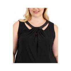 Best reviews of 🔔 Kasper Plus Size Faux-Leather-Trim Twisted Top Black 🤩 -Cheap Kasper Store unnamed file 1077