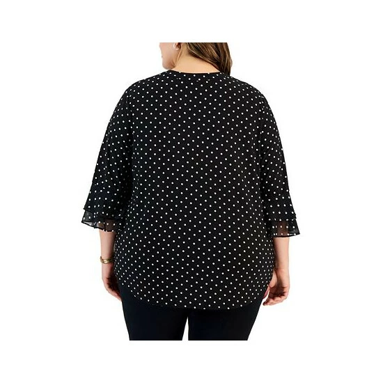 Hot Sale ๐ฅ Kasper Plus Size Dot-Print Flutter-Sleeve Blouse Black/vanilla Ice ๐ฅฐ 4 Hot Sale ๐ฅ Kasper Plus Size Dot-Print Flutter-Sleeve Blouse Black/vanilla Ice ๐ฅฐ - Image 2