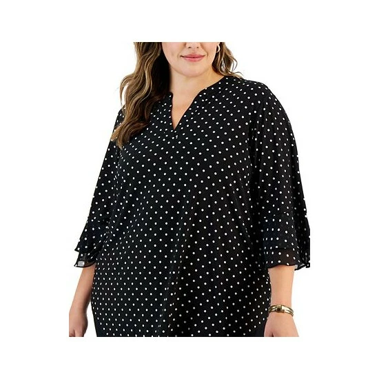 Hot Sale ๐ฅ Kasper Plus Size Dot-Print Flutter-Sleeve Blouse Black/vanilla Ice ๐ฅฐ 5 Hot Sale ๐ฅ Kasper Plus Size Dot-Print Flutter-Sleeve Blouse Black/vanilla Ice ๐ฅฐ - Image 3