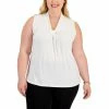 Buy 💯 Kasper Plus Size Solid Knot-Front Sleeveless Blouse Vanilla Ice 🤩 -Cheap Kasper Store unnamed file 1099