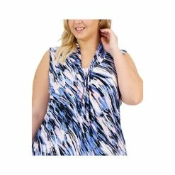 Flash Sale 🥰 Kasper Plus Size Printed Sleeveless Twisted-Neck Top California Sky Multi ⭐ -Cheap Kasper Store unnamed file 1104