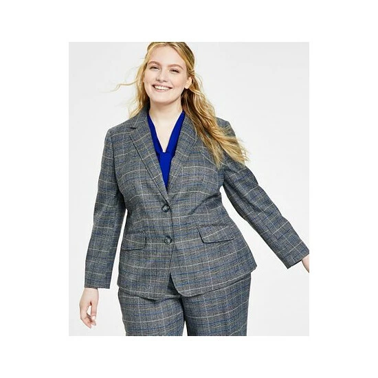 Best Pirce ๐ Kasper Plus Size Glen Plaid Two-Button Blazer Royal Blue Combo โญ 5 Best Pirce ๐ Kasper Plus Size Glen Plaid Two-Button Blazer Royal Blue Combo โญ - Image 3