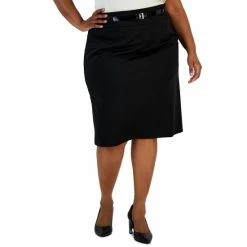 Cheap โ Kasper Plus Size Ponte Pencil ๐ Skirt With Patent Belt Black ๐