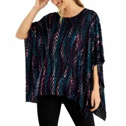 Cheapest 🌟 Kasper Printed Burnout Velvet Kaftan Top Black Multi 😀