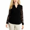Best deal 💯 Kasper Petite Lace-Sleeve Top Black ⌛ -Cheap Kasper Store unnamed file 1148