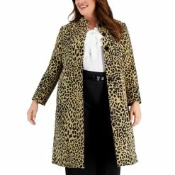 Hot Sale 🛒 Kasper Plus Size Jacquard Animal-Print Long Jacket Doe/black 😉