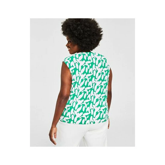 Cheapest ๐ Kasper Plus Size Printed Twist-Neck Top Green/pink ๐ 4 Cheapest ๐ Kasper Plus Size Printed Twist-Neck Top Green/pink ๐ - Image 2