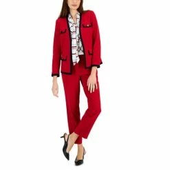Flash Sale 🛒 Kasper 👩 Women's Colorblocked Blazer & Slim-Leg Pants Vanilla Ice Multi 🌟