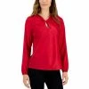 Promo 🌟 Kasper 👩 Women's Twisted Keyhole-Neck Long-Sleeve Top Fire Red ⭐