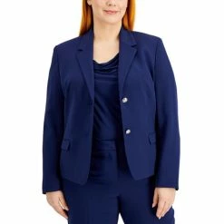 Outlet 🎁 Kasper Plus Size Two-Button Blazer Kasper Navy 🎁