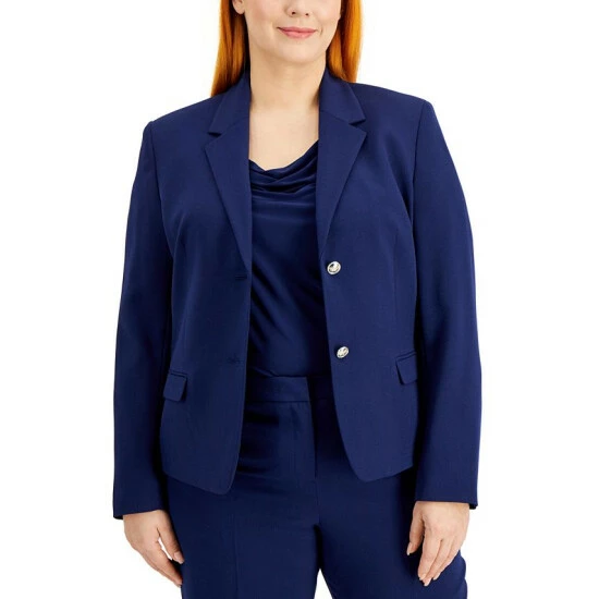 Outlet ๐ Kasper Plus Size Two-Button Blazer Kasper Navy ๐ 3 Outlet ๐ Kasper Plus Size Two-Button Blazer Kasper Navy ๐