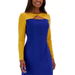 Cheap Kasper Store 10 Wholesale ๐ Kasper Printed Flutter-Sleeve Belted ๐ Dress Gold/royal Blue Combo ๐