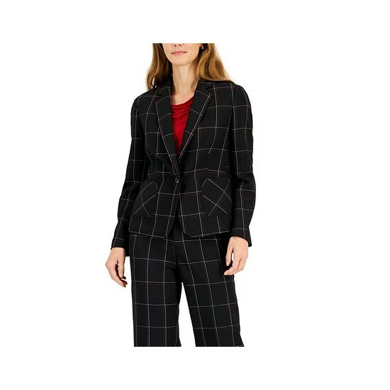 Discount ๐ Kasper ๐ฉ Women's Plaid One-Button Notched-Collar Jacket Black Multi ๐ 5 Discount ๐ Kasper ๐ฉ Women's Plaid One-Button Notched-Collar Jacket Black Multi ๐ - Image 3
