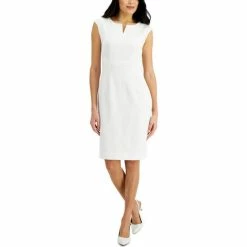 Deals ๐งจ Kasper Notched-Neck Sheath ๐ Dress Vanilla Ice ๐