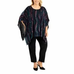 Discount 🎁 Kasper Plus Size Velvet Burnout Top Henna Combo ✨