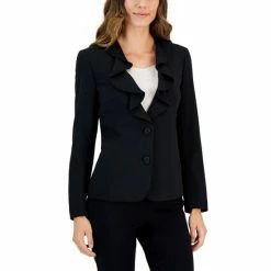 Cheap 🛒 Kasper Petite Ruffled Two-Button Long-Sleeve Jacket Black 🎁