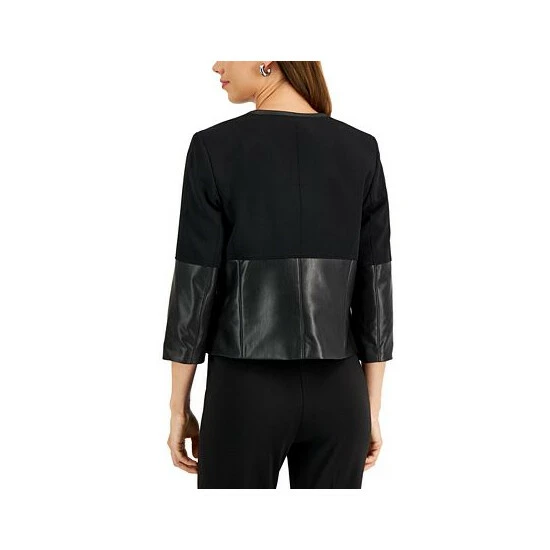 New ๐ Kasper ๐ฉ Women's Faux-Leather Combo Jacket, Created For Macy's Black ๐ 4 New ๐ Kasper ๐ฉ Women's Faux-Leather Combo Jacket, Created For Macy's Black ๐ - Image 2