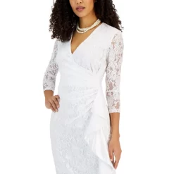 Best reviews of ⭐ Kasper 👩 Women's Lace Ruched Cascading Ruffle Maxi 👗 Dress White 🔥 -Cheap Kasper Store unnamed file 133