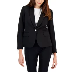 Cheap 🌟 Kasper Petite Stretch Crepe Open-Front Roll-Sleeve Jacket California Sky ⌛