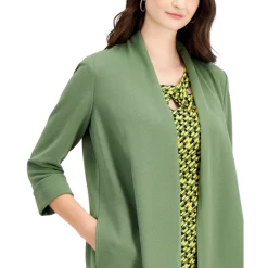 Best Pirce 💯 Kasper Petite Open-Front Cardigan Black ✨ -Cheap Kasper Store unnamed file 173