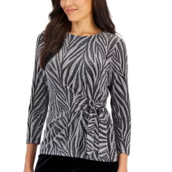 Buy ✔️ Kasper 👩 Women's Long Sleeve Bow Blouse, Regular And Petite Sizes Lily White 🎁