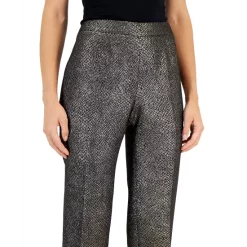Discount 💯 Kasper 👩 Women's Metallic Shimmer Jacquard Slim Ankle Pants Black/gold 🎁 -Cheap Kasper Store unnamed file 187