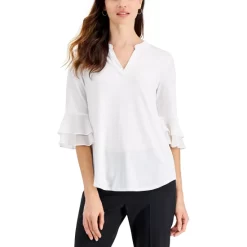 Best deal 🔔 Kasper 👩 Women's Jacquard Polka-Dot Jacket, Sleeveless Tie-Neck Blouse, & Polka-Dot Pants Pale Yellow 😉