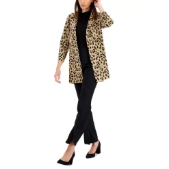 Top 10 🎉 Kasper 👩 Women's Animal-Print Button-Up Sweater Jacket Camel Black 🤩 -Cheap Kasper Store unnamed file 213