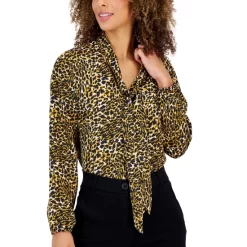 Hot Sale 🤩 Kasper 👩 Women's Long Sleeve Bow Blouse Marigold Combo 💯 -Cheap Kasper Store unnamed file 216