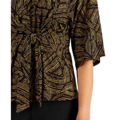 Best Sale 🛒 Kasper 👩 Women's Floral V-Neck Flutter-Sleeve Top Black Multi ❤️ -Cheap Kasper Store unnamed file 250