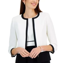 Deals ⭐ Kasper Petite Crepe Ruffled Long-Sleeve Blouse Fire Red 🎁