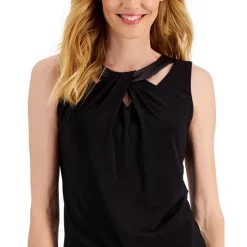 Promo 🔥 Kasper 👩 Women's Faux-Leather-Trim Twisted Top Black 👏 -Cheap Kasper Store unnamed file 265