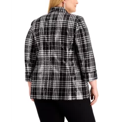 Discount 😀 Kasper 👩 Women's Printed Elbow-Sleeve Tie-Waist Top Black/marigold Combo 🔥 -Cheap Kasper Store unnamed file 297