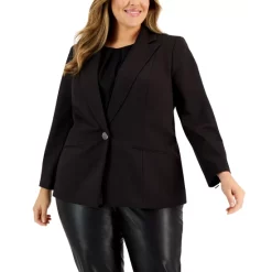 Brand new 😀 Kasper 👩 Women's Collarless Colorblocked Open-Front Blazer Fire Red/black ⭐