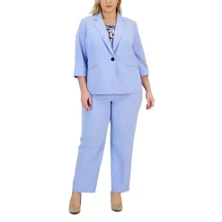 Top 10 ❤️ Kasper Plus Size Stretch Crepe One-Button 3/4-Sleeve Jacket California Sky ✨ -Cheap Kasper Store unnamed file 321