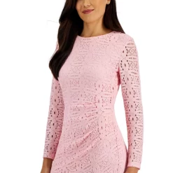 Best Sale 💯 Kasper Lace Side-Pleated Bodycon Midi 👗 Dress Pink 🌟 -Cheap Kasper Store unnamed file 34