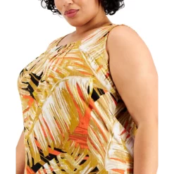 Best deal 🎉 Kasper Plus Size Printed Pintuck Camisole Top Butterscotch Multi 🔥 -Cheap Kasper Store unnamed file 371